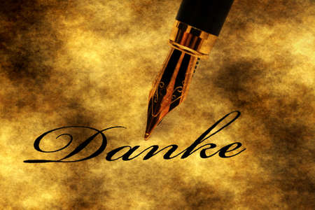 Danke text and fountain penの写真素材