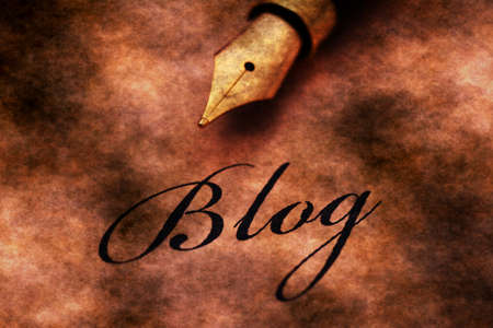 Fountain pen on blog textの写真素材