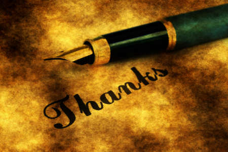 Fountain pen on thanks textの写真素材