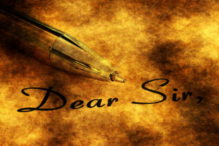 Fountain pen on dear sir textの写真素材