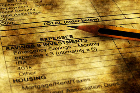 Monthly expenses form grunge conceptの写真素材