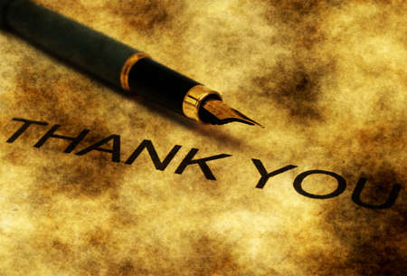 Fountain pen on thank you letterの写真素材