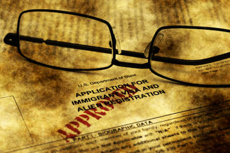 Immigrant visa form grunge conceptの写真素材