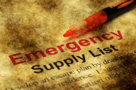 Emergency supply list grunge conceptの写真素材
