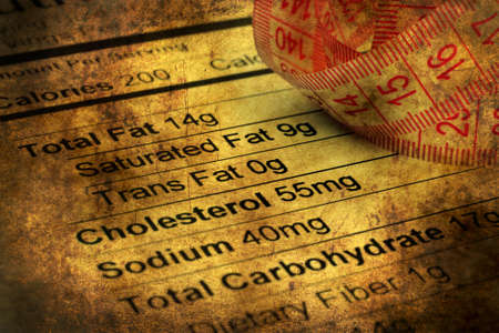 Nutrition facts and measure tape grunge conceptの写真素材