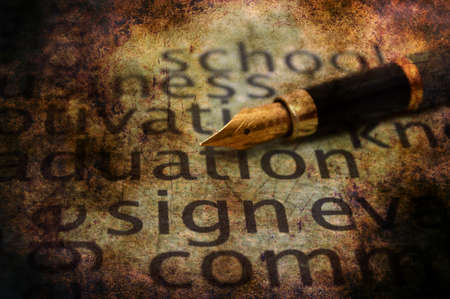 Fountain pen and sign text grunge conceptの写真素材