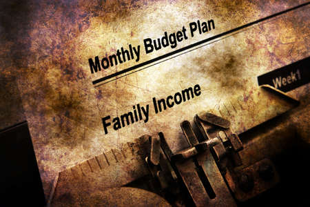 Monthly budget plan on typewriter