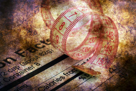 Nutrition facts and measure tape grunge conceptの写真素材