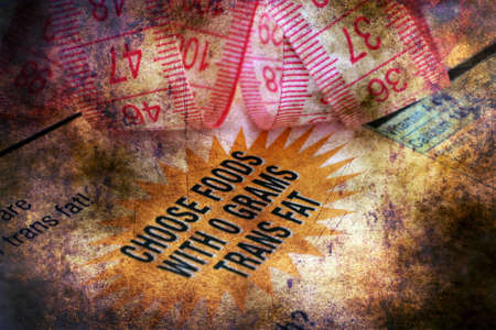 Nutrition facts and measure tape grunge conceptの写真素材
