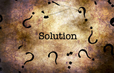 Solution and question mark grunge conceptの写真素材