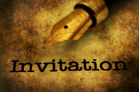 Invitation text and fountain penの写真素材