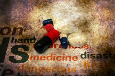 Pills on health background grunge conceptの写真素材