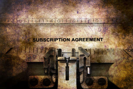 Subscription agreement form on typewriter