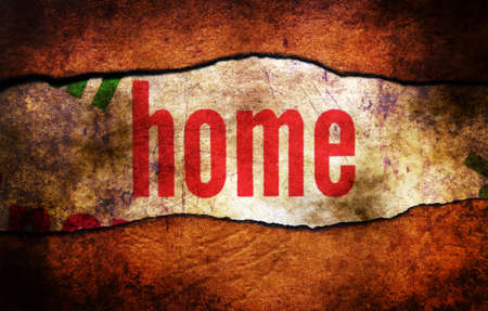 Home text on torn paper grunge conceptの写真素材