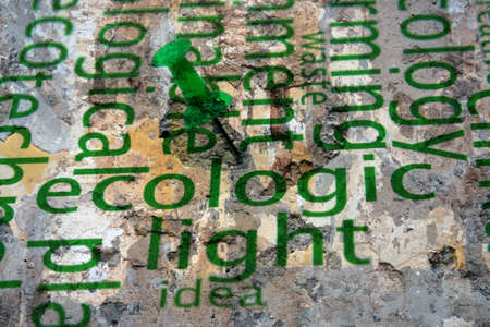 Push pin on ecology word cloud