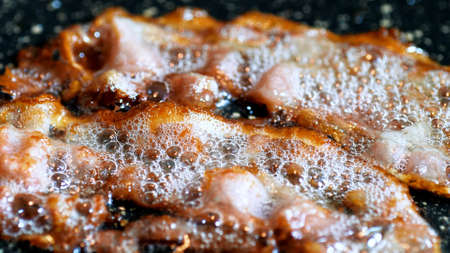 Close-up of a Bacon Fried On Grill