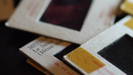 Close Up Of Old Vintage Slide Filmsの写真素材