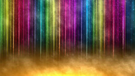 Abstract Vibrant Rainbow Color Lines, Stripes and Smokeの写真素材