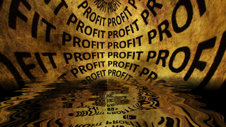 Falling profit into water grunge conceptの写真素材