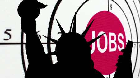 Statue of liberty against jobs target conceptの写真素材