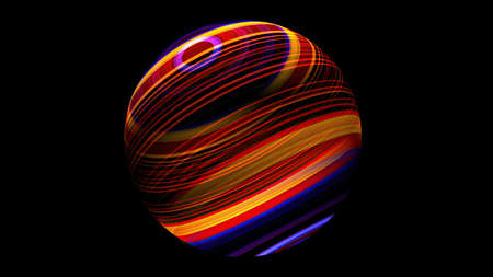 3D illustration of Colorful sphere over blackの写真素材
