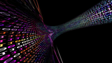 Driving Through Binary Data Tunnel 3d illustration