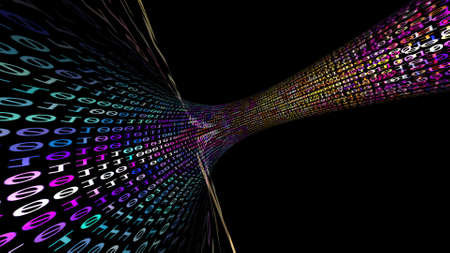 Driving Through Binary Data Tunnel 3d illustrationの写真素材