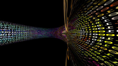 Driving Through Binary Data Tunnel 3d illustration