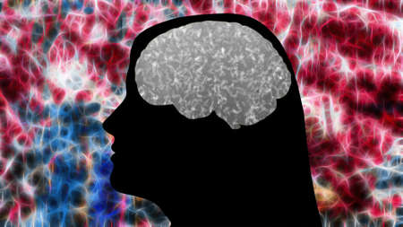 Girl silhouette with bacterias in brain