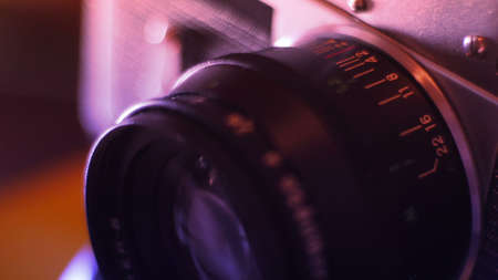 Closeup Shot Of Lens Of Vintage Film Camera