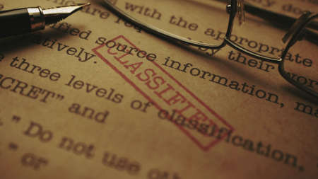 Close up of classified document top secretの写真素材