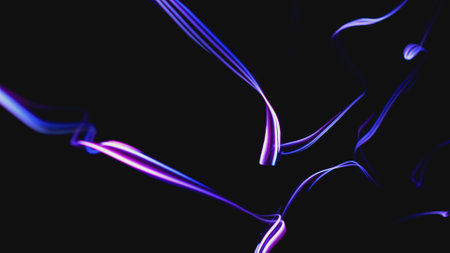 Colorful Fiber Strings Motion Background 3d illustrationの写真素材