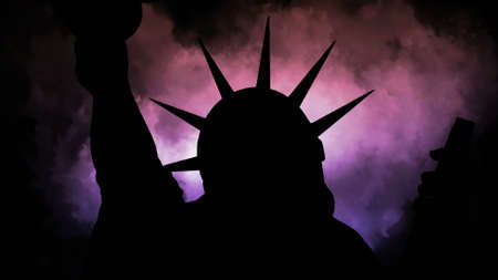 The statue of liberty of New York City against cloudsの写真素材