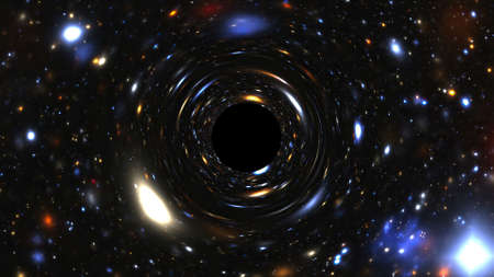 Space Tunnel With Galaxy and Nebulae simulationの写真素材