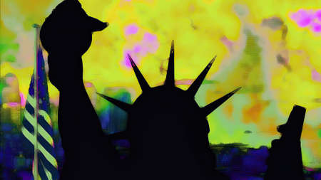 New York Statue of Liberty in a Pop Art Style Layoutの写真素材