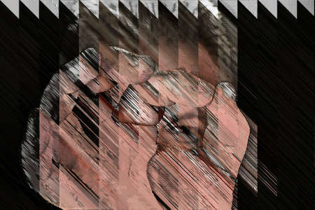 Artwork of abstract composition made with shapes and elements