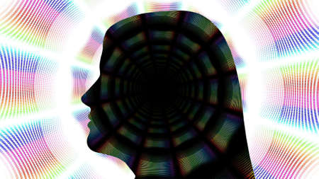 Surreal  Portrait of Woman silhouetteの写真素材