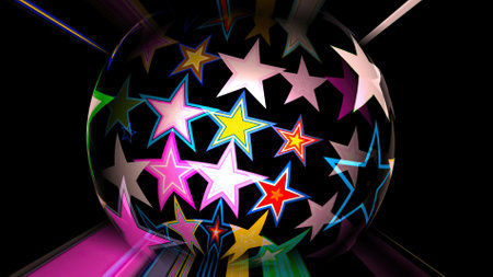Colorful Stars on Spinning Sphereの写真素材