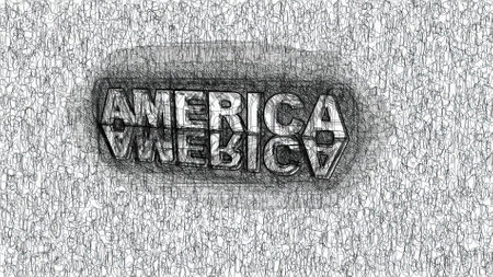 America text hand draw digital artの写真素材