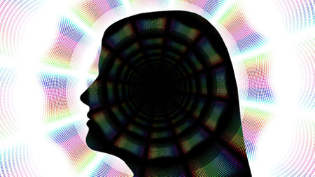 Surreal  Portrait of Woman silhouetteの写真素材