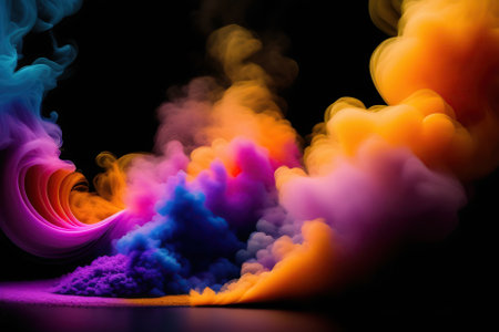 Abstract colorful ink and smoke wavesの写真素材