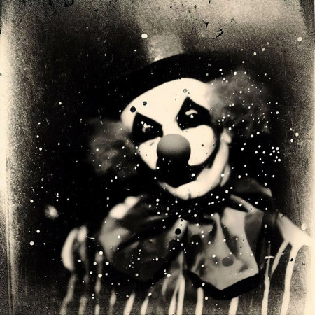 Old vitage photo of clown with dust and scratchesの写真素材
