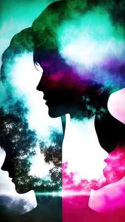 Human head with bipolar mental disorderの写真素材