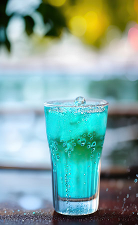 Summer drinks refreshing cocktails on green backgroundの写真素材