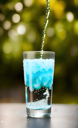 Summer drinks refreshing cocktails on green backgroundの写真素材