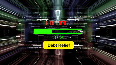 Debt reliaf loading progress bar on the screenの写真素材
