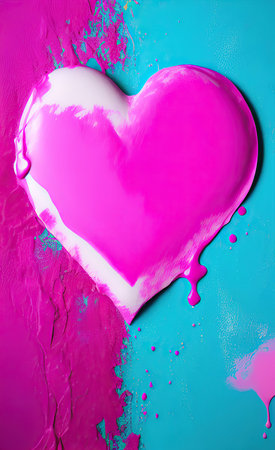 Colorful heart with paint splattersの写真素材