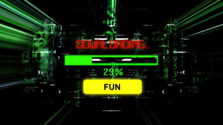 Downloading fun progress bar on the screenの写真素材