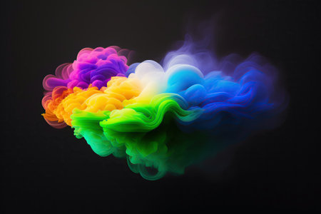 Abstract colorful ink and smoke wavesの写真素材