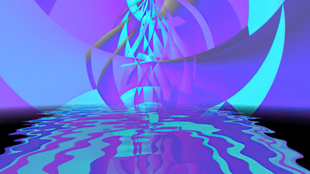 Abstract  background with geometric shapes reflecting in waterの写真素材